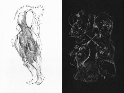 Rotating Quad Team, graphite, colored pencil, 2013.