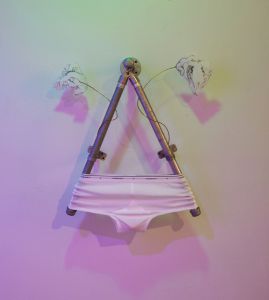 Dr. Schirmer's Playpen, steel, wire, paper, underwear, 2010.